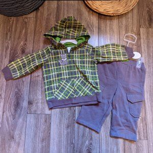 NWT Baby Boy (6-12M) - CHEROKEE 2pcs. Plaid Hoodie Set